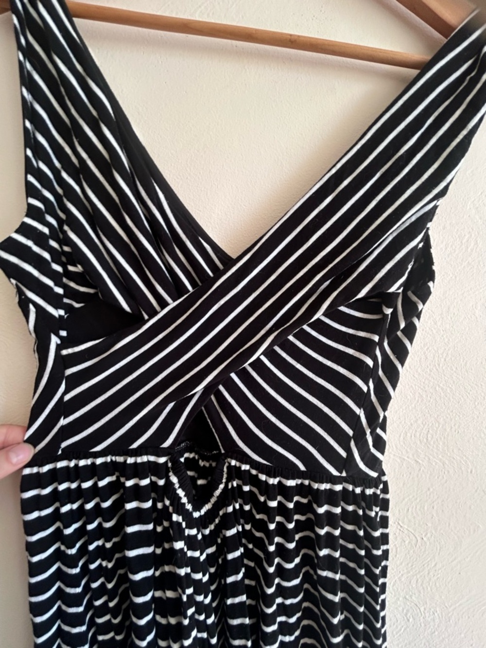 LOFT ANN TAYLOR Striped Wrap Front Criss Cross Back Dress M - Picture 4 of 7